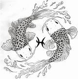 Pisces Coloring Pages Fish Colouring Zodiac Drawing Tattoo Adult Koi Adults Printable Template Mandala Drawings Google Search Symbol Line 32kb sketch template