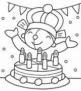 Kleurplaat Verjaardag Pompom Kleurplaten Taart Happy Birthday Met Pom sketch template