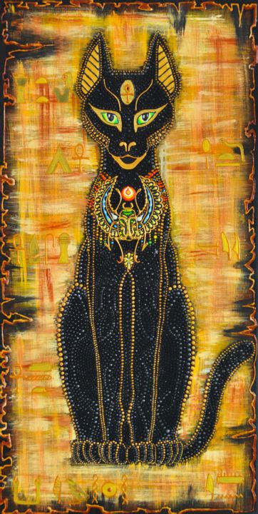Egyptian Cat Goddess Bastet Dot Painting Olesea Arts