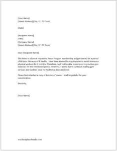 gym cancellation letters   situations formal word templates