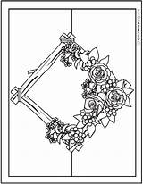 Coloring Rustic Pages Bouquet Flower Flowers Wreath Roses Pdf Print Garland Drawings Colorwithfuzzy sketch template