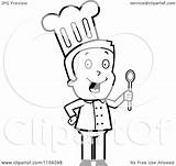 Spoon Toon Chef Holding Guy Character Clipart Cory Thoman Outlined Coloring Vector Cartoon sketch template