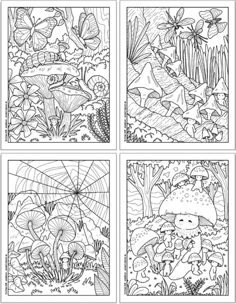 printable cute forest mushroom coloring pages  artisan life