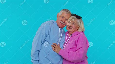 Romantic Senior Couple Grandfather Grandmother Hugging Embracing