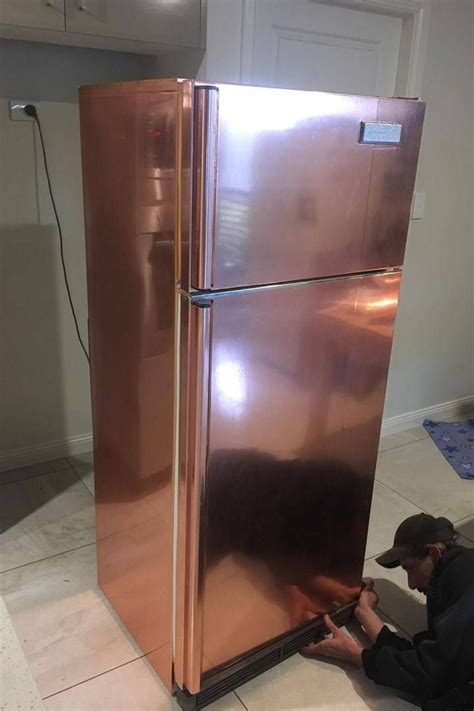 kmart hack  transformed  fridge rose gold kitchen