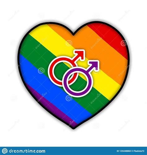 rainbow gay couple pride flag heart symbol of sexual minorities two