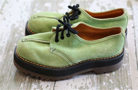 dr  martens suede leather green  hole platform chunky oxford shoes   ebay nette