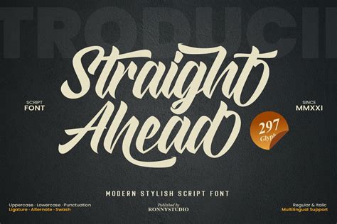 straight  modern script font design cuts
