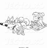 Pulling Sled Outlined Huskies Toonaday sketch template