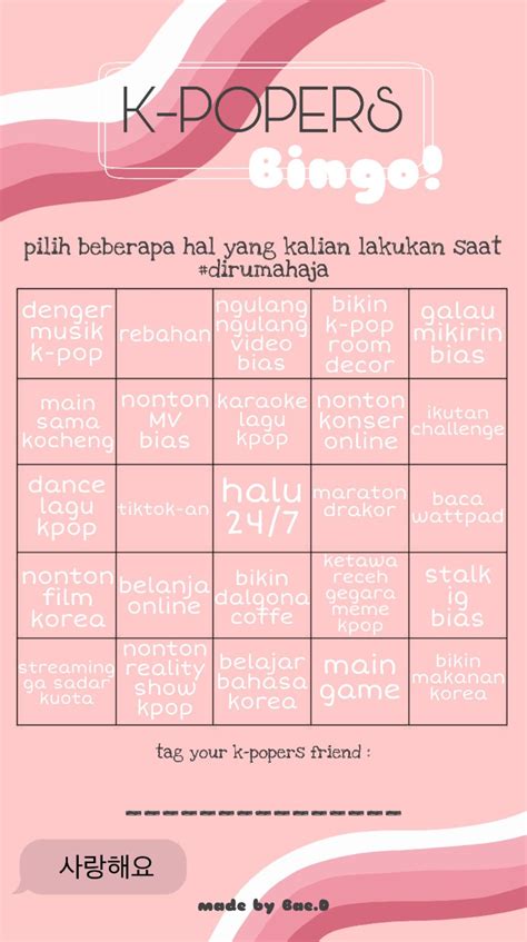bingo kpop kpopers template indonesia dirumahaja bingo template