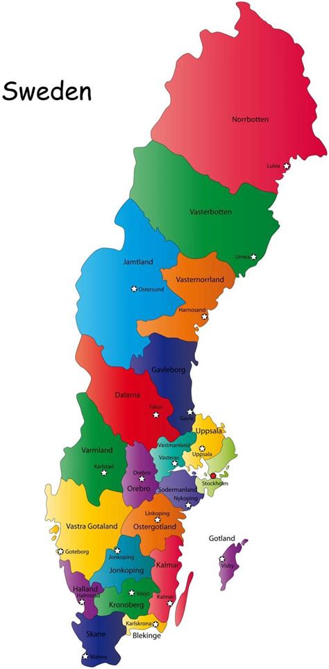 zweden kaart provincies kaart van de zweedse provincies noord europa europa