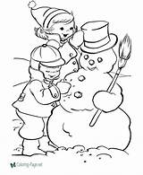 Snowman Coloring Christmas Pages Build sketch template