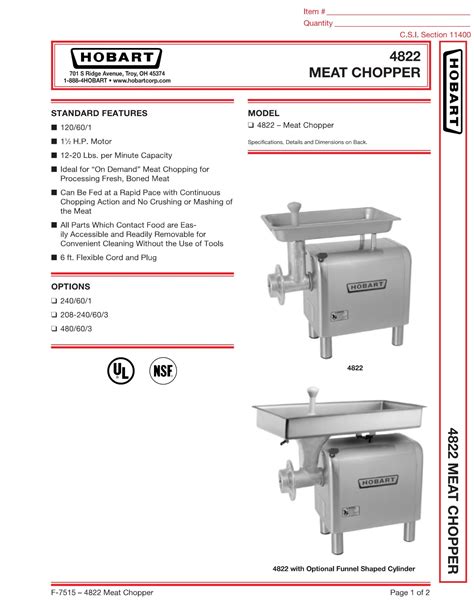 hobart  meat chopper brochure mm equipment corp