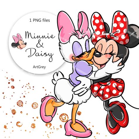 minnie mouse daisy duck  friends  hand drawn clip etsy