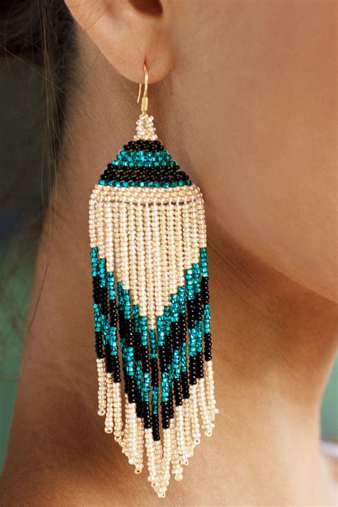 tribal seed bead earrings beaded earrings diy bead jewellery beaded