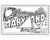 Maryland Coloring State Pages States Usa Stamp Md Printables Sheets sketch template