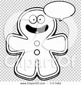 Gingerbread Mascot Talking Happy Man Outlined Coloring Clipart Cartoon Vector Cory Thoman sketch template