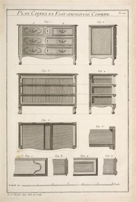 plan coupes  elevations dune commode nypl digital collections