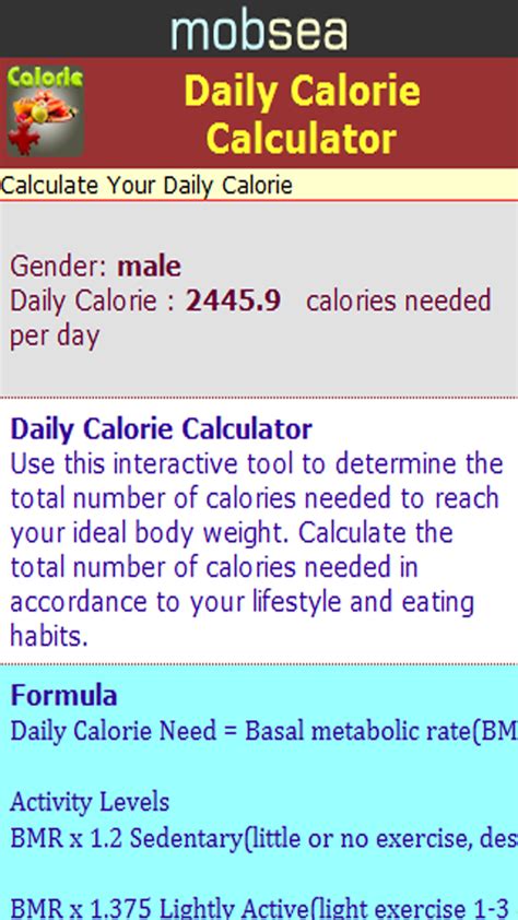 daily calorie calculator amazoncouk appstore  android