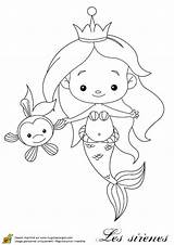 Coloring Mermaid Baby Pages Sirene Petite Poisson Et Cute Kids Sketchite Comment Template Source sketch template