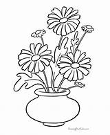 Marguerite Daisy Coloring Designlooter Daisies Vase sketch template