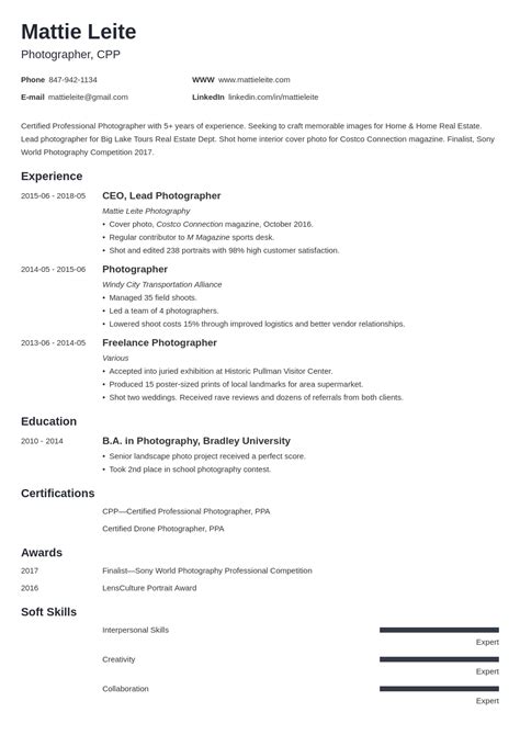 photographer resume examples photography skills template