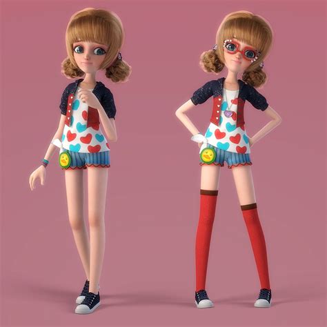 cartoon girl rigged 3d model