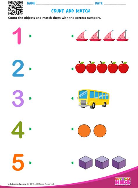 match   worksheet number count  match worksheets  preschool