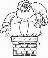 Santa Coloring Pages Claus Printable Down Chimney Kids sketch template