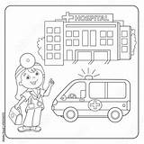 Doctor Coloring Hospital Ambulance Outline Car Vector Comp Contents Similar Search sketch template