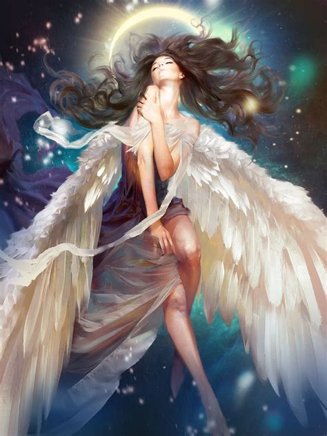 fantasy original girl woman character long hair beautiful wings