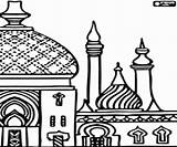 Mosque Minarets Drawing Coloring Printable Game Getdrawings sketch template