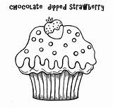 Coloring Strawberry Chocolate Cupcakes Dipped Pages Netart Print sketch template