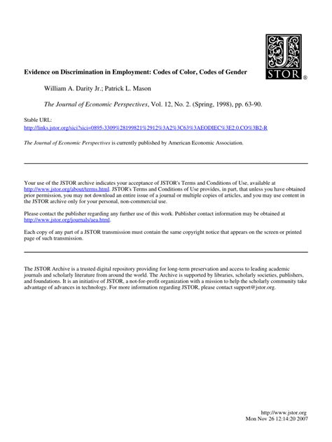 Pdf Evidence On Discrimination In Employment Codes Of Color Codes