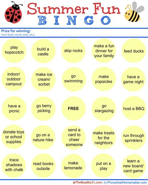 summer themed  printable bingo games