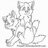 Wolf Coloring Pages Anime Pups Cute Pack Wolves Baby Two Pup Puppy Lineart Firewolf Color Print Printable Animated Drawings Getcolorings sketch template