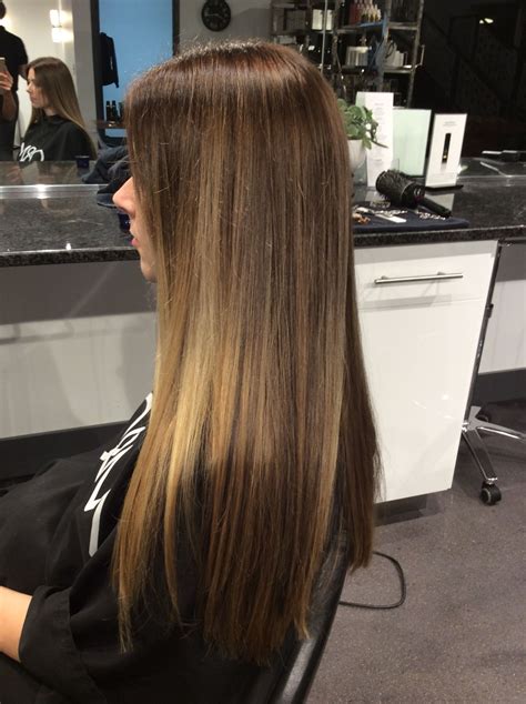 bayalage with caramel pieces on long straight hair balayage straight