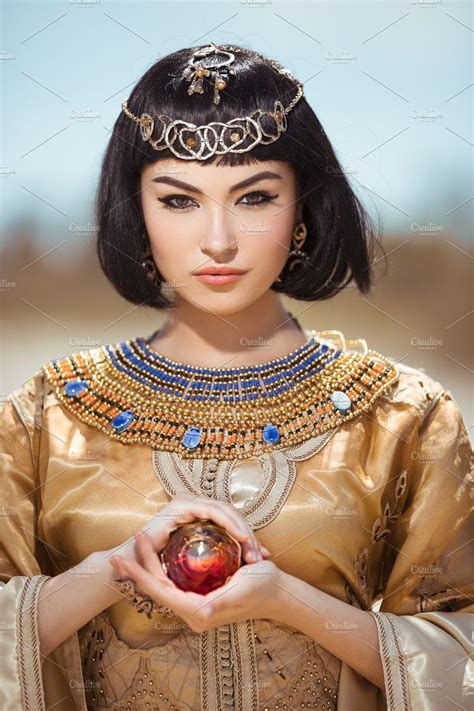 Beautiful Egyptian Woman Like Cleopatra Outdoor By Buyanskyy On
