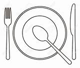 Fork Spoon Plate Knife Coloring Pages Setting Place Drawing Vector Clipart Stock Getdrawings Illustration Depositphotos Getcolorings Template sketch template