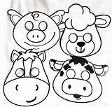Farm Animal Crafts Masks Animals Kids Color Mask Diy Printable Coloring Craft Choose Set Pig Own Theme Preschool Cute Board sketch template