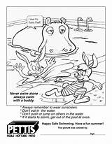Safety Coloring Pages Swimming Water Month National Summer Sheets Kids Tips Print Safe Sun Preschoolers Beach Pools Cross Educational Coloringpage sketch template