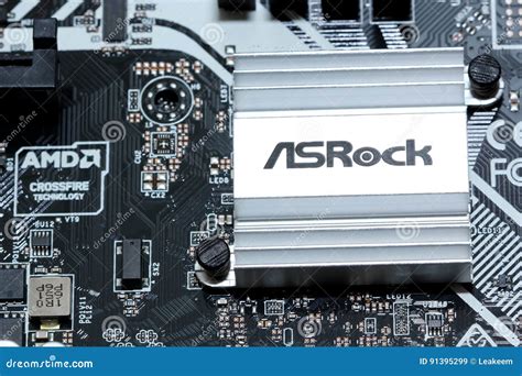 asrock motherboard heat sink   motherboard  amd crossfire logo editorial stock image