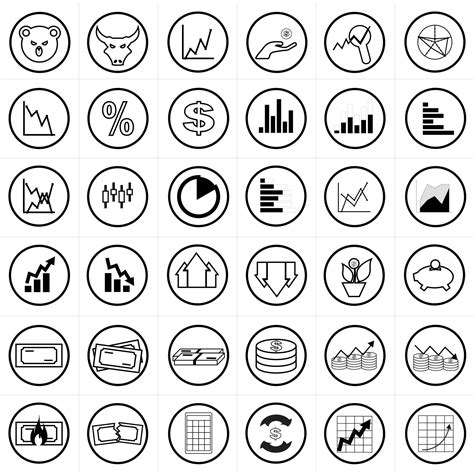 stock trading icons set  vector art  vecteezy
