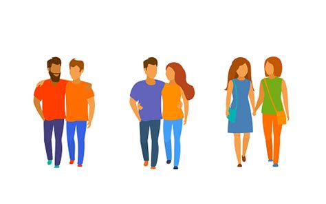 couples of different sexual orientation isolated vector