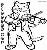 Coloring Fiddle Cat Pages Template Violin Popular sketch template