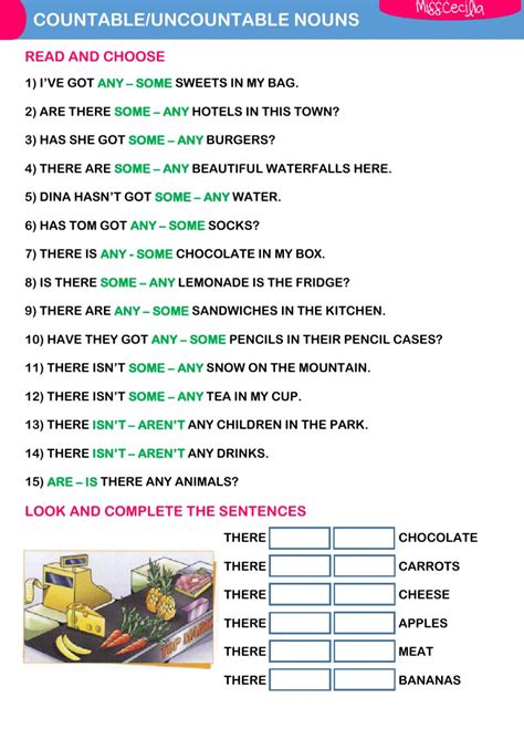 countable uncountable nouns interactive worksheet