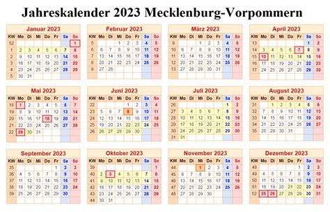 jahreskalender  mecklenburg vorpommern  beste kalender