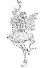 Butterflix Winx Coloring Pages Stella Lineart Deviantart sketch template