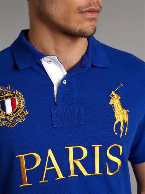 polo ralph lauren paris polo shirt  blue  men lyst