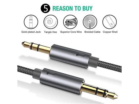 pack aux cable auxiliary cable ftm hifi sound mm nylon braided aux cord  car